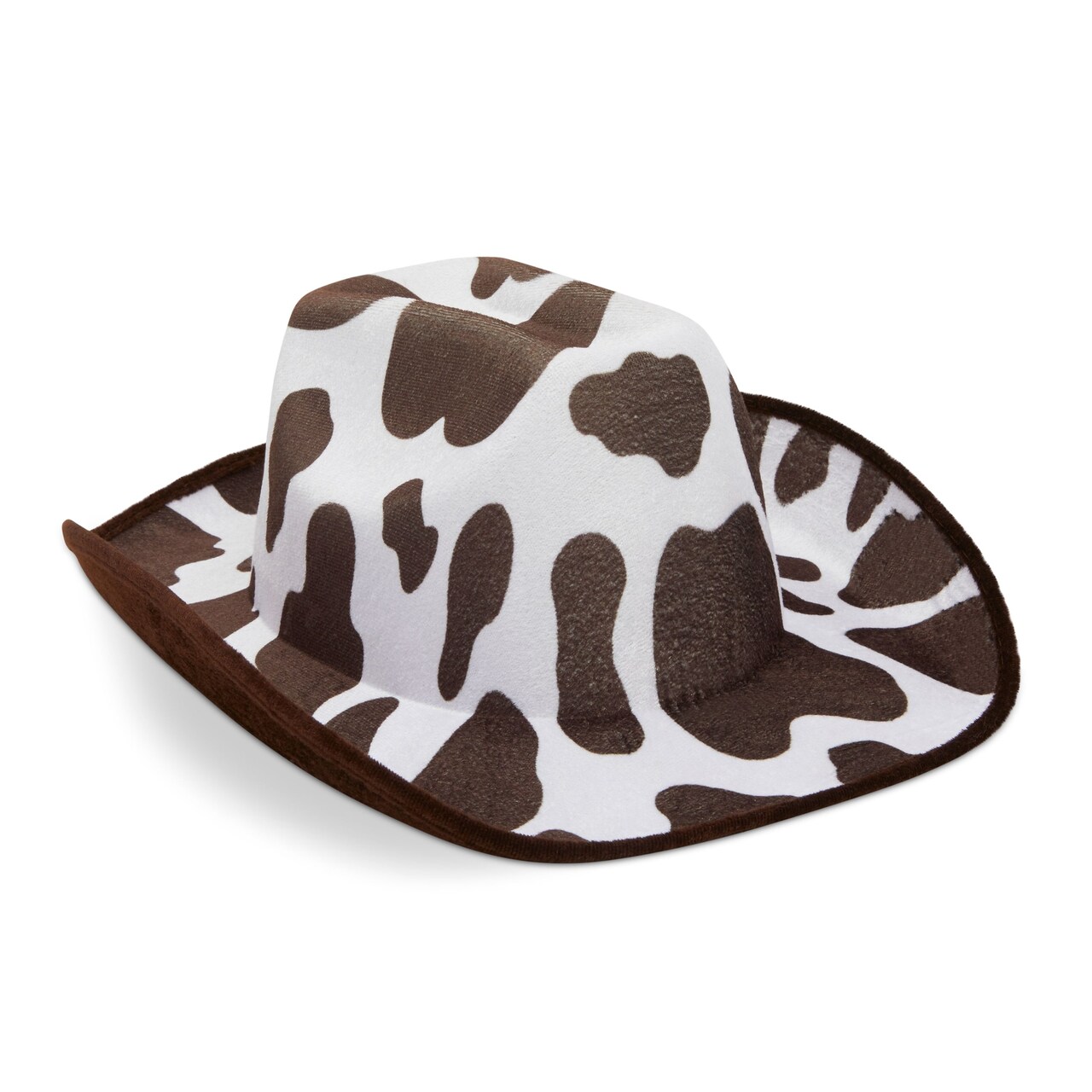 Zodaca Western Cowboy Hat - Cow Print Pattern & EVA Velvet - Adjustable Elastic Chin Strap & Lightweight Construction - Rodeo Festival Party Costume Accessory - Brown & White, Adult Size, Pack of 1